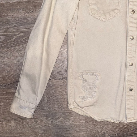 Zara Ripped Denim Overshirt - Picture 4 of 7